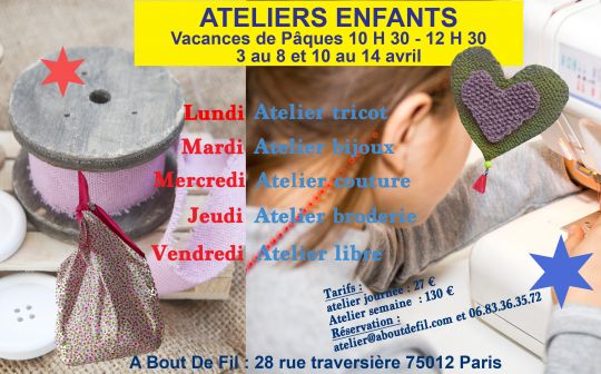 Atelier créatif vacances de Pâques