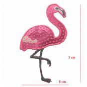 Ecusson flamant rose paillettes