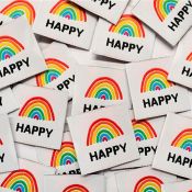 Etiquette tissé happy