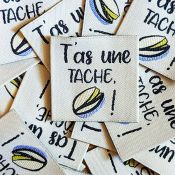 Etiquette tissée tache pistache
