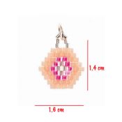 pendentif brick-stitch rose pêche